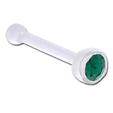 Clear ACRYLIC Emerald GEM Nose Bone