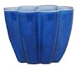 Colorful Art Glass Cobalt Blue Flower Shaped Candle Votive 4 3/4"D, 3 1/2"H Set of Two
