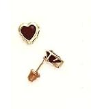 14k Yellow 5 mm Heart Garnet-Red CZ Screw-Back Stud Earrings