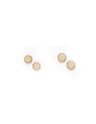 14k Yellow Gold Micropave CZ Stud Earrings Pushback 10 11 MM
