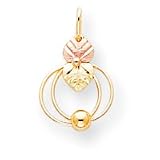 10k Black Hills Gold Open Leaf Gold Ball on Bottom Pendant