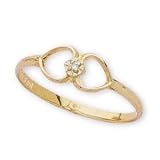 14K Yellow Gold Children's Heart Ring w/Diamond - Size 3