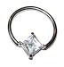 Captive Ring with clear diamond shape