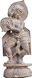 Antique Figurine Human Statue Carved in Stone 4.5 x 1.75 x 9.75 inches (sos244)