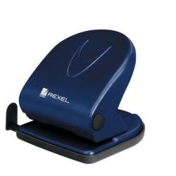 REXEL - Perforateur de bureau V220, capacité de perforation: 20 feuilles, bleu, en métal, perforation: 80 mm, avec réglette de guidage en plastique pour A4, A5, A