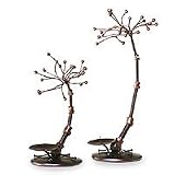 NOVICA Recycled iron candleholders, 'Copper Red Trees of Light' (pair)