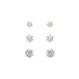 18kt Gold over Sterling Silver Three White CZ Post Stud Earring Set 3mm - 4mm - 5.25mm Studs