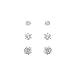 18kt Gold over Sterling Silver Three White CZ Post Stud Earring Set 3mm - 4mm - 5.25mm Studs