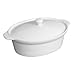 Porcelain Whiteware Crockery Set - White Cookware Handled Oval Casserole / Pie / Stew / Stock Pot & Lid - 92x207x315mm 1940ml (Single) - great for serving hot food from your oven to your table!