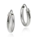 Sterling Silver Tiny Polished Hoop Earrings 10mm