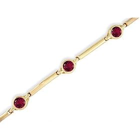 14K Yellow Gold Round Created Ruby Bracelet by Jewels For Me