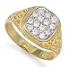 Jewelco London 9ct Solid gold hand finished men's cubic zirconia set cluster Ring
