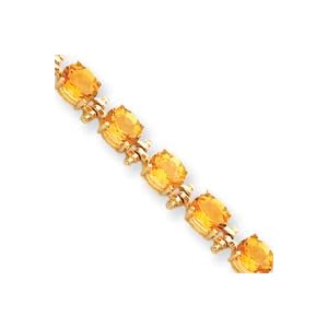 14k Citrine Bracelet - 7 Inch - 7mm - Box Clasp by