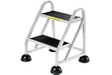 2 Step Aluminum Rolling Ladder - Gray