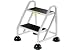 2 Step Aluminum Rolling Ladder - Gray