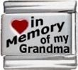 Clearly Charming In Memory of My Grandma Red Heart Laser Italian Charm
