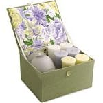 CANDLE GIFT BOX REBECCA BOX SET CONTAINS ONE GARDENIA MUSK MEDIUM FROSTED VASE & SIX VOTIVES FEATURING GARDENIA MUSK & MAGNOLIA AND CASSIS & LEMONGRASS AND BERGAMOT unisex