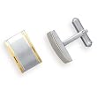 Stainless Steel and 14 Karat Gold Plated Cuff Links