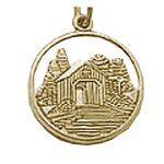 Covered Bridge Charm - 10K Yellow Gold