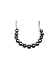 18K white gold Collette Black Tahitian cultured pearl and diamond pendant