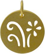 Small Round Cut Out Daisy Flower Pendant or Charm in Gold Vermeil, #7645