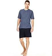 Pure Cotton Striped Pyjama Shorts Set