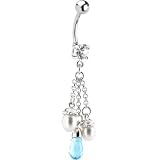 Crystalline Gem DUAL PEARL DROP Belly Ring