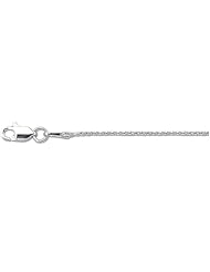 14k Solid White Gold Diamond Cut Round Wheat Chain Necklace 1mm 18"