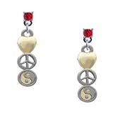 Heart - Peace - Yin Yang - Red Swarovski Post Charm Earrings [Jewelry]
