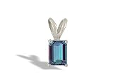14K White Gold Emerald-cut Created Alexandrite Pendant