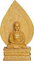Meditation Buddha Hindu Religious Statue Wood Carving 15 x 9 inches (woodbuddha025)