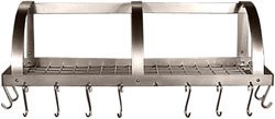 Image of HSM Stainless Steel Wall Mount Pot Rack with Grid 36-1/4 inch W x 11 inch D