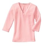 NEW Port Authority - Ladies 3/4 Sleeve V-Neck T-Shirt Light Pink-L