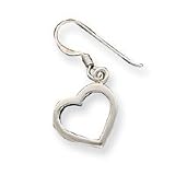 Sterling Silver Heart Dangle Earrings - Pair