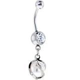 Cyrstalline GEM PEARL OPALINE Bead Dangle Belly Ring