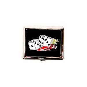 Outer Rebel Fashion Flasks and Smoking Accessories- Flaming Dice Stainless Steel Cigarette ID Case...