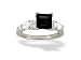 14K White Gold Genuine Square Black Onyx and Diamond Engagement Ring