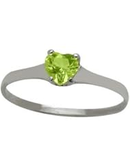 10 Karat White Gold Genuine Peridot Heart Solitaire Baby Ring