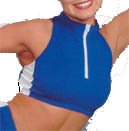 Ladies Sleeveless Fashion Fitness top with Mock Turtle Collar With Side Inserts and Zipper