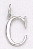 14kt Solid White Gold Initial C Charm - LET101C