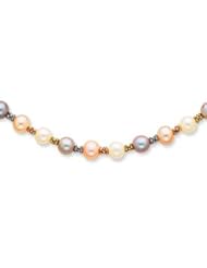 14K Tri Color Cultured Pearl Necklace - PR73-18"