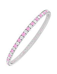 Pink Sapphire and Diamond Eternity Bangle 14K White Gold - 2.00 CT TGW