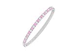 Pink Sapphire and Diamond Eternity Bangle : 14K White Gold - 2.00 CT TGW