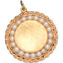 Rope Edge Circle with Pearls, 14K Gold Charm by NJ Charms