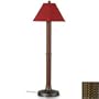 Patio Living Bahama Floor Lamp - Red Castagno Wicker Bronze Base with Natural Linen Shade