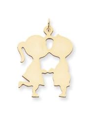 Genuine IceCarats Designer Jewelry Gift 14K Plain Medium .013 Gauge Engravable Boy & Girl Kissing Charm