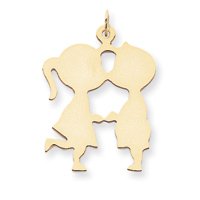 Genuine IceCarats Designer Jewelry Gift 14K Plain Medium .018 Gauge Engravable Boy & Girl Kissing Charm