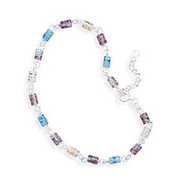 Millefiori Bead Sterling Silver Anklet