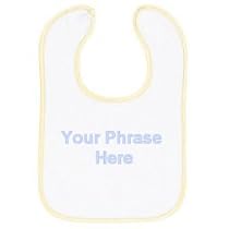 Personalized Bib - Pink Satin Trim with Periwinkle Thread