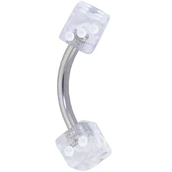 BELLY - 7/16 Clear DICE Belly Button Ring